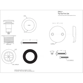 Westbrass D93-2-62 1-1/2" Tip-Toe Bathtub Drain Plug Trim Set with Two-Hole Overflow Faceplate, Matte Black, 1 Count (Pack of 1)