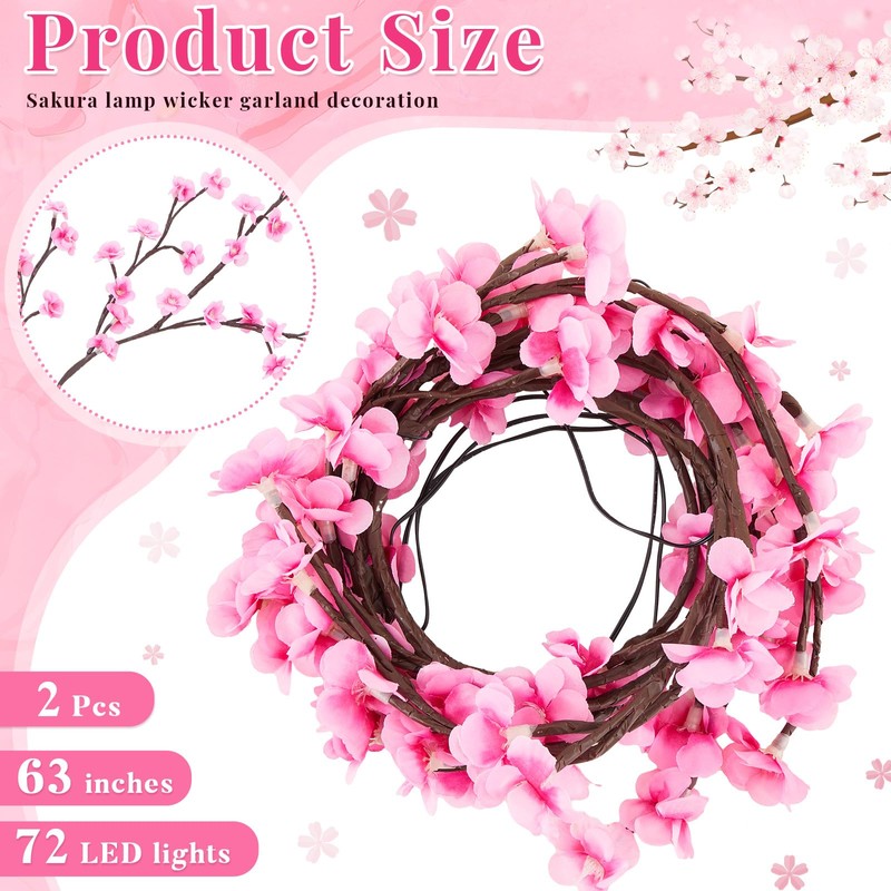 Glooglitter 2 Pcs Cherry Blossom LED Tree Branch Lights for