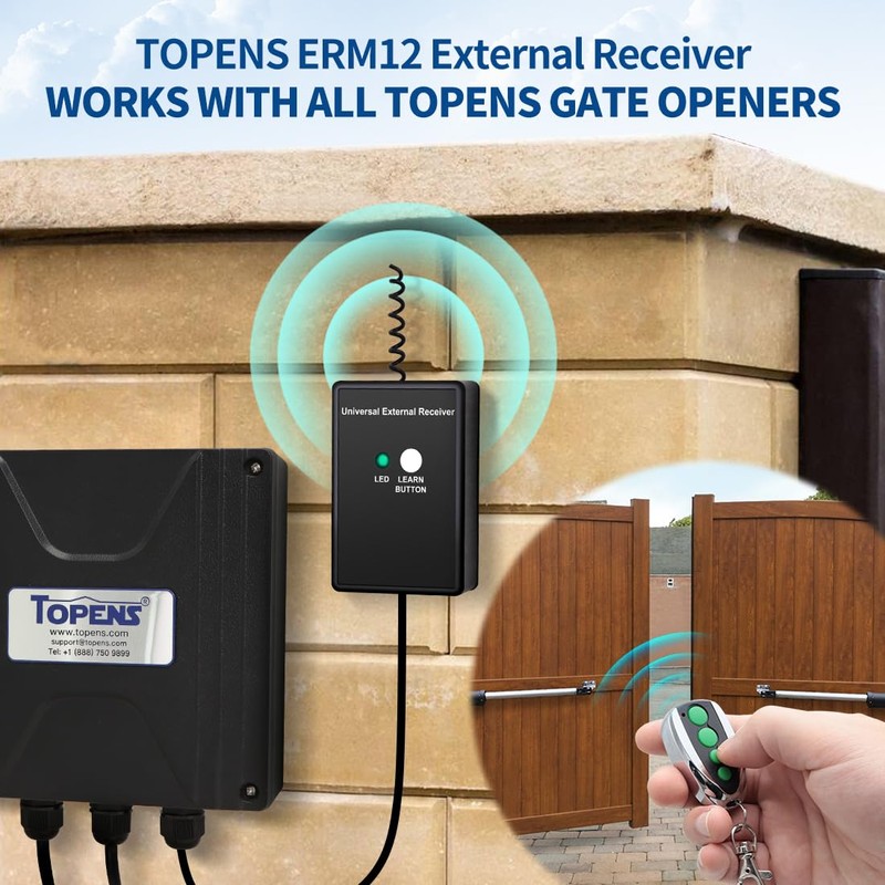 TOPENS ERM12 Universal External Receiver Kit with 2 Remotes for