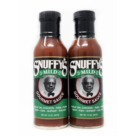2 Pack of Mild Gourmet All purpose Sauce Snuffy's 14oz Jars Great on Chicken Ribs Fish Pork Beef Shrimp Salads