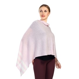 InCashmere 100% Pure Cashmere Poncho Sweater for Women - Lightweight Warm Knitted Shawl Wrap - Fall/Winter Dress Topper Gift (Pink)