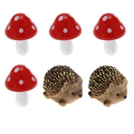 SG Store Set of 6 Mini Landscapes Hedgehog Mushroom Fairy Garden Figurines Statue Ornaments Decoration for Garden Miniature Dollhouse Micro Landscape