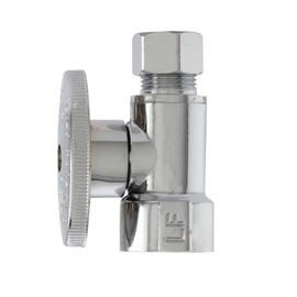 Plumb Pak PP53PCLF 1/4 Turn Straight Shut-Off Valve, 1/2 X 3/8 In, Fip X Od, Body, Chrome Plated, 1/2" x 3/8"