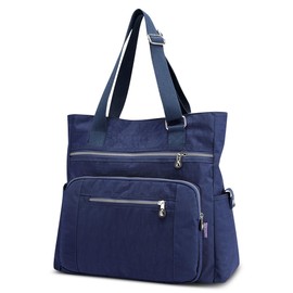 DIRRONA Fashion Women Shoulder Bag Casual Large Capacity Handbag Multi Pockets Nylon Waterproof Simple Shoulder Bags Daily Travel Work Shopping Satchel Blue A