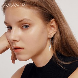Lightning Bolt Dangle Earrings Thunder Minimalist Pendant Thunderbolt Drop Earrings Punk Style Unisex Jewelry Charm Inspirational Gift (silver)