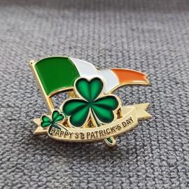 best badge: Happy St Patricks Day Enamel Pin Badge Brooch Ireland Irish Flag Celtic Clover Decorations