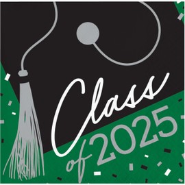 School Spirit Green Class of 2025 Beverage Napkins, 108 Count