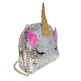 Women Unicorn Sequin Glitter Crossbody Shoulder Purse Handbag Satchel Shell Bag, Glitter Silver, One Size