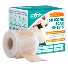 Silicone Scar Tape, Silicone Scar Sheets(1.6"X 160" Roll-4M), Reusable Medical Grade Silicone Tape for Scars, C-Section, Keloid, Acne, Tummy Tuck, Surgical Scars, Light