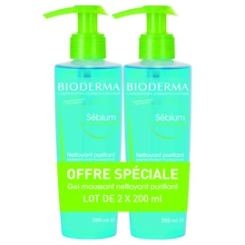 Bioderma - Serbium - Foam Gel - Cleans and Cleans Gently - Limits Suet Scretion - Sensitive Skin for Combination Skin to Oily Skin - 2 x 200ml