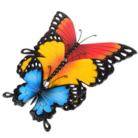 CraftyCrocodile - Decoración de pared de mariposa - Decoración de metal para paredes interiores o exteriores, adornos estilo granja para interiores del hogar, patio, porche, cubierta, jardín, juego de