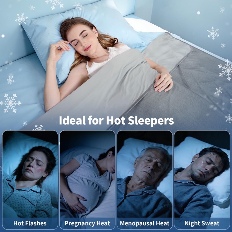 Cooling Blankets for Hot Sleepers & Night Sweats, Q-Max>0.43, 67''x52''