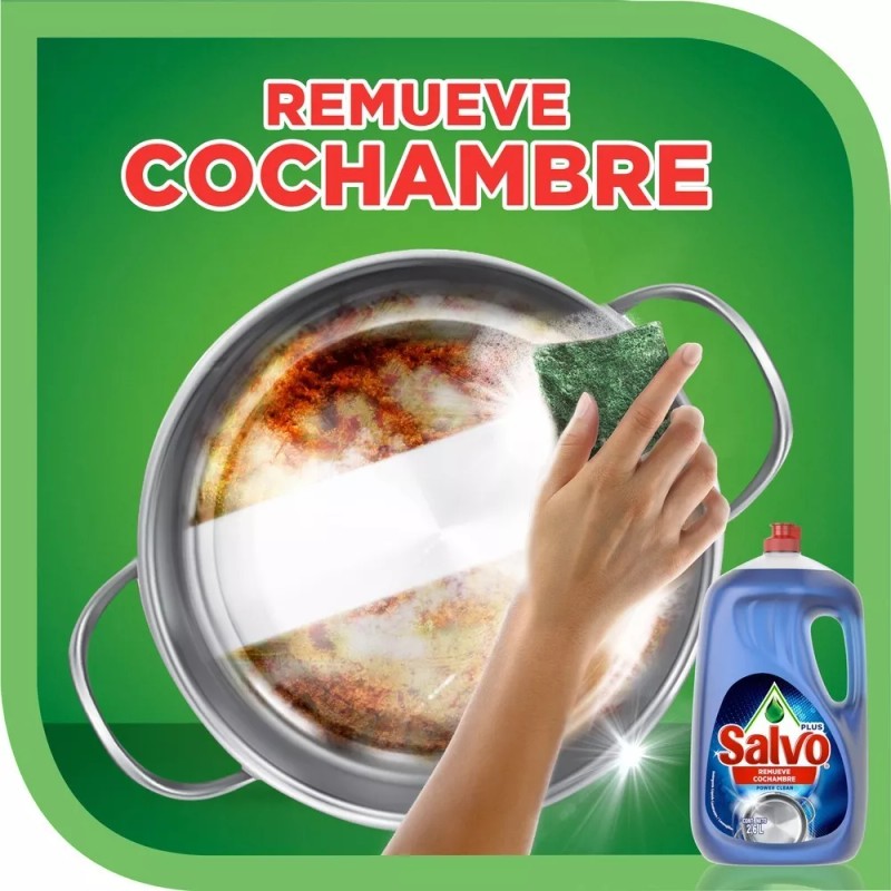 Salvo power clean lavatrastes líquido en botella 2600 ml