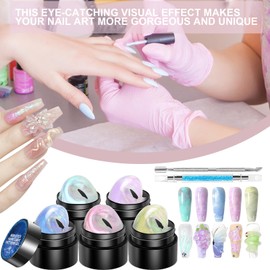 3D Nail Gel,Solid Builder 5 Colors 3D Nail Design Gel - Non-Stick Tool Kit, Manicure Set with Carving Pen for Molding, Building & Painting
