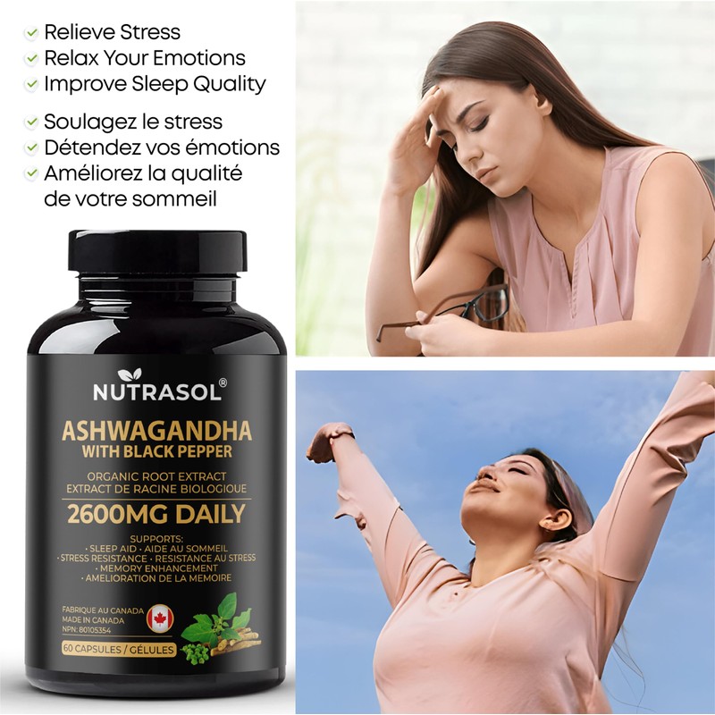 Organic Ashwagandha with Black Pepper | 2600mg Daily Dose |