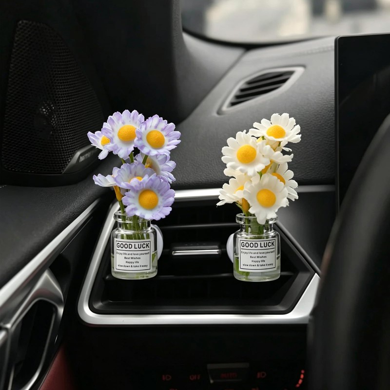 Daisy Car Decor Vent Clips Air Freshener, 4Pcs Flower Accessories