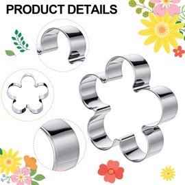 Heclia 6Pcs Flower Cookie Cutter Set, Five Petal Spring Flower Fondant Cookie Cutters, Stainless Steel Baking Mold Tool for Homemaking Cooky, Dishwasher Safe, Mold Size 4" 3.5" 3.0" 2.5" 1.8" 1"
