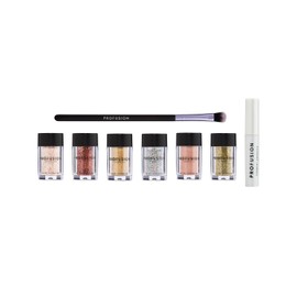 Profusion Cosmetics 8 PC Sparkle Pigments Collection for Mesmerizing Eye Looks W/Brush, 1 Count