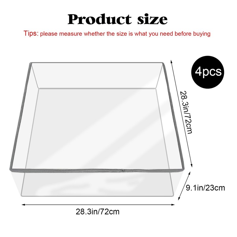 4 Pcs Plastic Sofa Seat Cushion Covers Clear PVC Waterproof