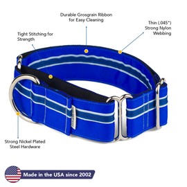 If It Barks - 1.5" Martingale Collar for Dogs - Adjustable - Nylon - Strong and Comfy - Ideal for Training - Made in USA - Large, Blueberry