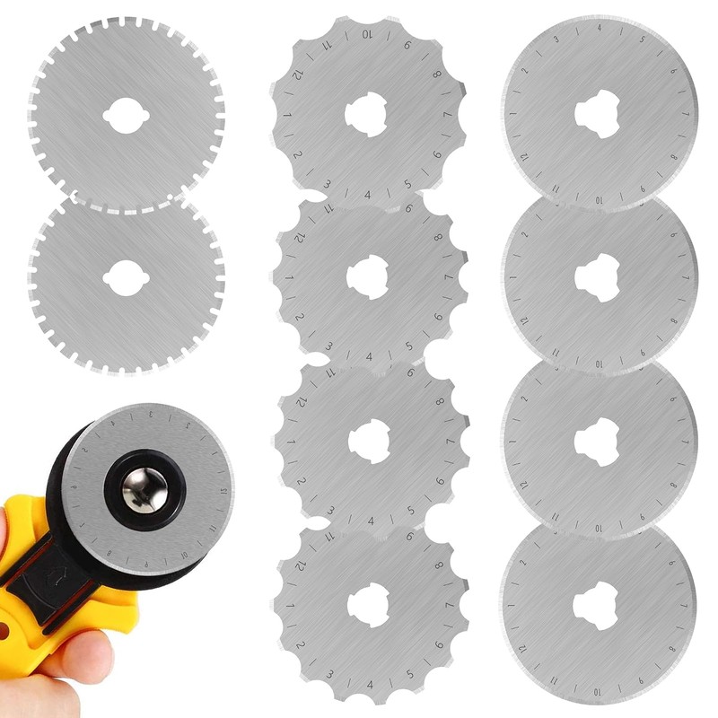 Abizarch 10Pcs Crochet Edge Rotary Cutter Blade Set 45mm Perforating