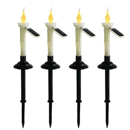 LIFTATAPA 4Pcs Solar Taper Candles with Holders, Waterproof LED Candles Light Rechargeable Tapered Candlesticks with Dusk to Dawn Light Sensor for Outdoor Garden Patio Decor