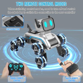 Pycoal Robot Dog, 2.4Ghz Remote Control Dog Stunt RC Cars with Music & Light, 2 Models RC Robot Toys with 2 Rechargeable Batteries, Birthday Gifts for Kids 6 7 8 9 10 11 12 Years Old