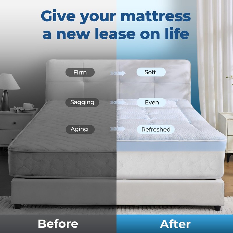 BDEUS 4 Inch Dual Layer Memory Foam Mattress Topper Full