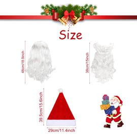 Santa Wig Beard Santa Claus, Santa Claus Wig and Beard Set, Santa Hat with Beard and Stylish, Santa Hat with Beard and Wig, Santa Claus Christmas