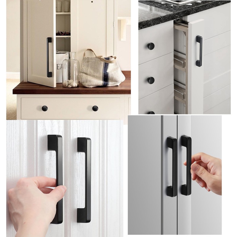 10 Pack Matte Black Cabinet Pulls 5 Inch(128MM) Hole Centers