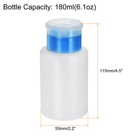 HARFINGTON Solvent Alcohol Dispensers 180ml(6.1oz) Straight Push Down Liquid Dispenser Pump with Sealing Stainless Steel Lid for Acetone Cleanser Polish Remover, Blue
