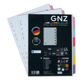 SIGNZ Index A4 made of recycled cardboard, 6 pieces, coloured, pack of 3, extra strong dividers, CO2 neutral, made in Germany