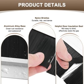 M METERXITY 2-Pack Door Brush Bottom Sweep, 39" L x 1.8" W H-Shape Aluminum Alloy Base with 0.8" Nylon Brush for Industrial/Home/Garage Door Seal, Strong Adhesive Weather Stripping Kit[Silver]