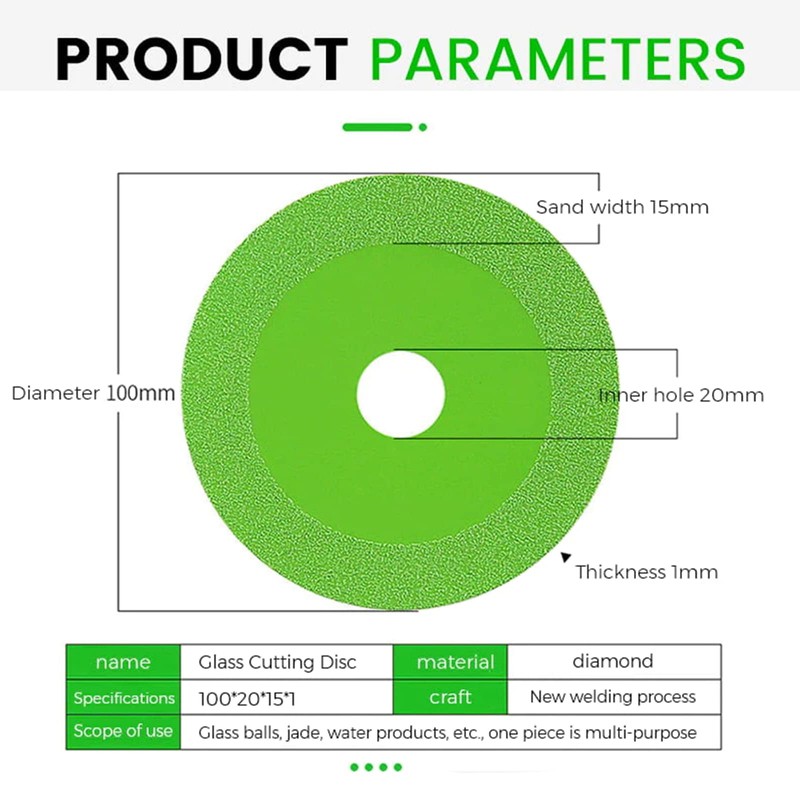Heeke 3Pack 100mm Glass Cutting Discs - 1mm Ultra-Thin Diamond