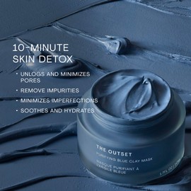 The Outset Purifying Blue Clay Mask - Gentle Fragrance Free Non-Drying Detox - Hydrating, Clarifying for Blackheads and Pores - Clean, Vegan, Gluten Free - All Skin Types, Sensitive Skin - 1.7 fl oz