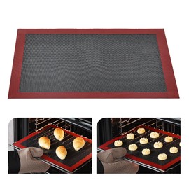 KitchenRaku Perforated Silicone Baking Mat, 15.7"x11.8" Non Stick Reusable Bread Mat, Silicone Baking Sheet Liner for Cookies, Macarons Bread & Pastry, Toaster