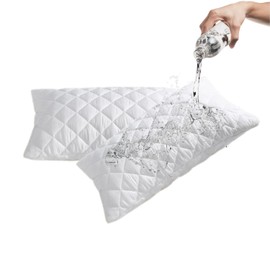4AS Quilted Waterproof Pillow Protectors 48x74cm – 100% Polyester,Extra Soft, Breathable, Zipped Pillow cases 2-Pack (White)