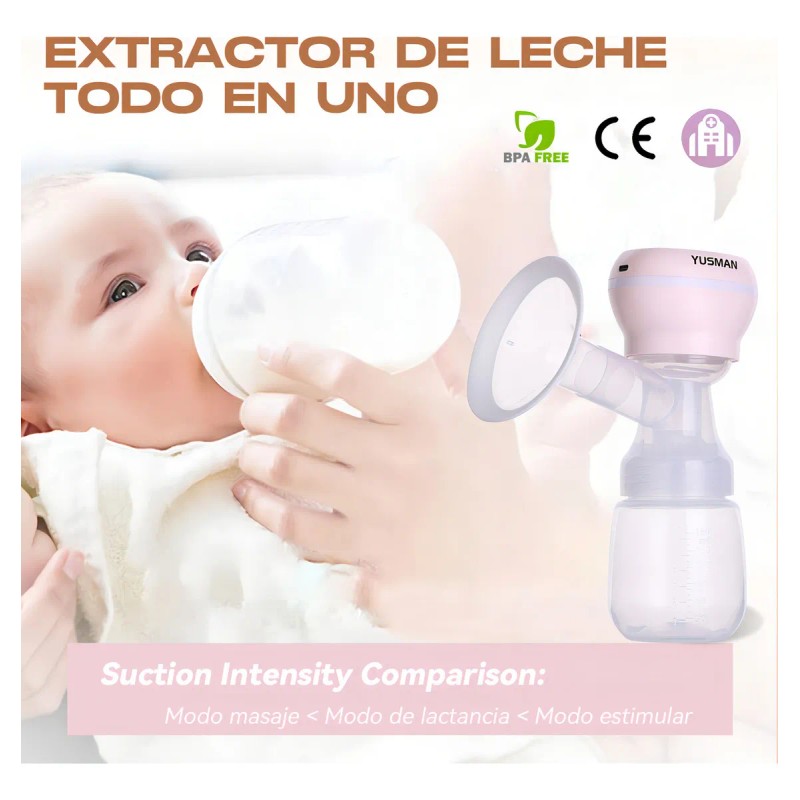 Extractor de Leche Eléctrico 3 Modos 9 Niveles Usb YUSMAN