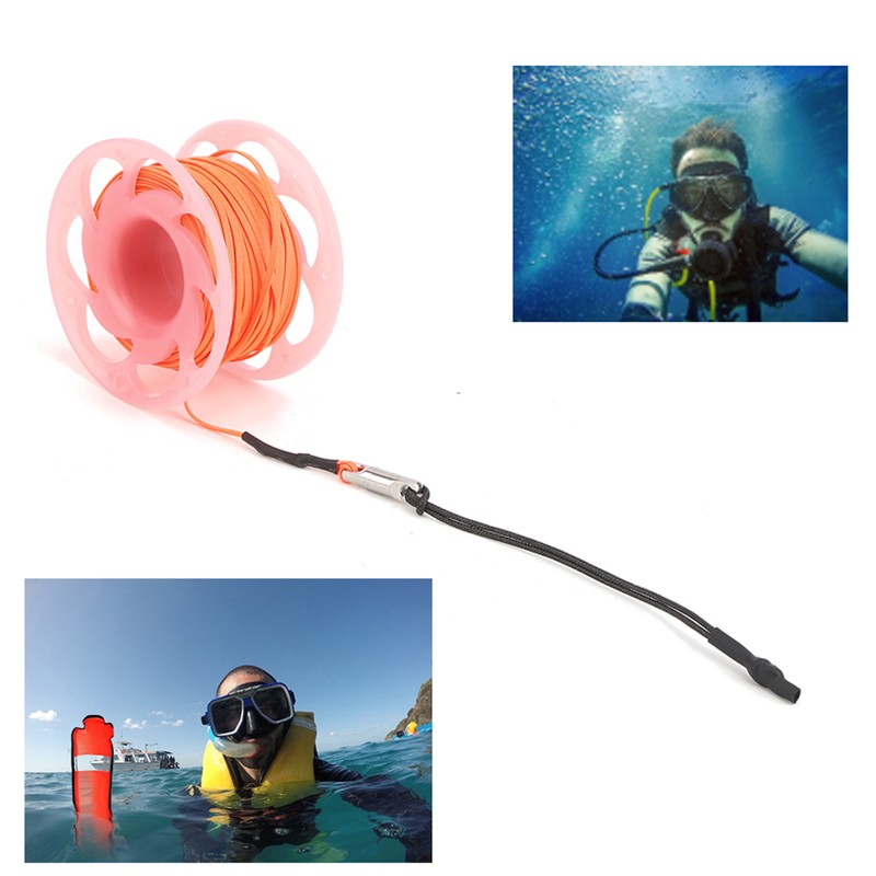 30m Plastic Wire Reel Dual Heads Hook Diving Marker Buoy