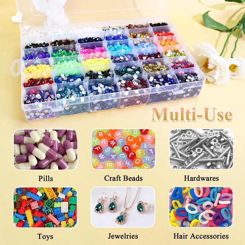 1 Pack 36 Grids Plastic Organizer Container with Adjustable Dividers,