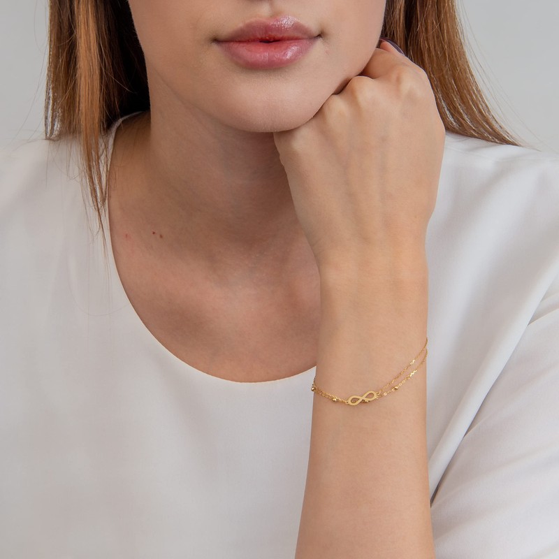 Gold Bracelet 333 8 Carat Yellow Gold Infinity Ball Engraving,