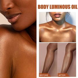 SUIOPPYUW 30ML Universal Skin Shimmer Brightening Body Oil Arm Glitter Washable Highlighter Beauty Accessory for Swimming Pool Party, Gold