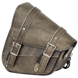 Motorcycle Swingarm Bag with Brown Leather, Swing Arm Bag Motorcycle Saddlebag Left Side Tool Bag Fit for Softail/Triangulated Swingarm Models Dyna Low Rider Fat Bob