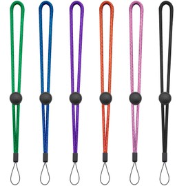 YOUOWO 6 Pack Nylon wrist lanyard Adjustable Length for Flashlight wallet USB Flash Drive hand strap for Cell Phone Charms Key ID card badge holder Black pink green blue purple orange