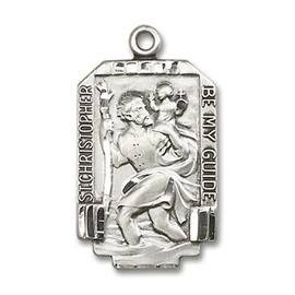 bliss Men's Sterling Silver Saint Christopher Medal Pendant Necklace With Chain
