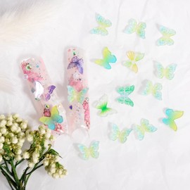 MEILINDS 100pcs 3D Butterfly Nail Charms Resin Nail Art Decorations Mix Colors Butterflies Shape Charms for Manicure Nail Art DIY Crafts Jewelry Accessories