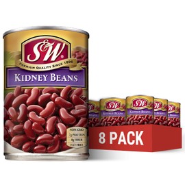 S&W Canned Kidney Beans, Plant Protein and Fiber, Gluten Free, Vegan, Fat Free, 8 Pack of 15.5 oz Cans