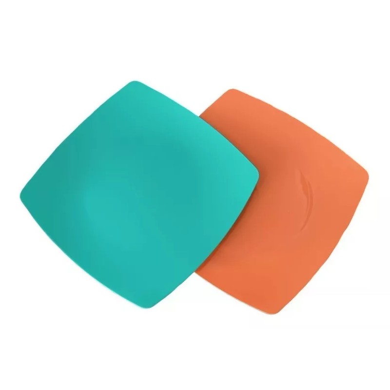 Boris 50 Platos Trinche De Colores Cuadrado Plástico 250ml