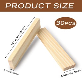 30 Pack Wood Blocks for Carving, 10.5 X2.1 X 0.7cm Unfinished Carving Wood for Crafts, Natural Wooden Shape Wood Board Panels, Smooth Surface, Wood Carving Kit for Crafts Modelling Making Supplies