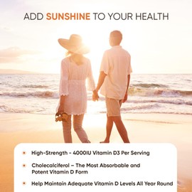 Vitamin D3 4000 IU – 400 High Strength Vitamin D Tablets (1+ Year Supply) – Vegetarian Immune System Vitamins - One A Day Vitamin D Supplement - VIT D3 As Cholecalciferol - Made in The UK